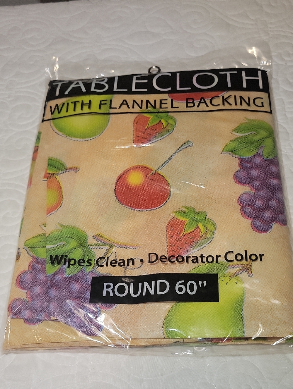 Fruit Print Round Tablecloth - Flannel Backing